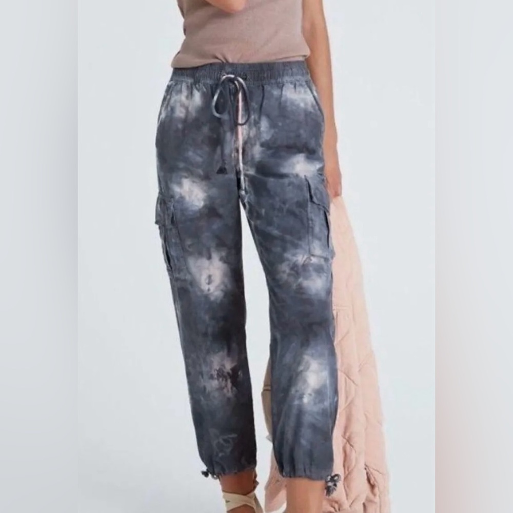 NWT Sanctuary x Anthropologie Tie Dye Cargo Pants Indigo Blue & White Size XS